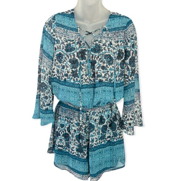 Show Me Your Mumu Blue Mixed Print Romper Size XS - Picture 3 of 6
